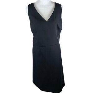 LOFT PLUS Black V-Neck Sleeveless Sheath Dress‎ Size 18 Classic Career Office